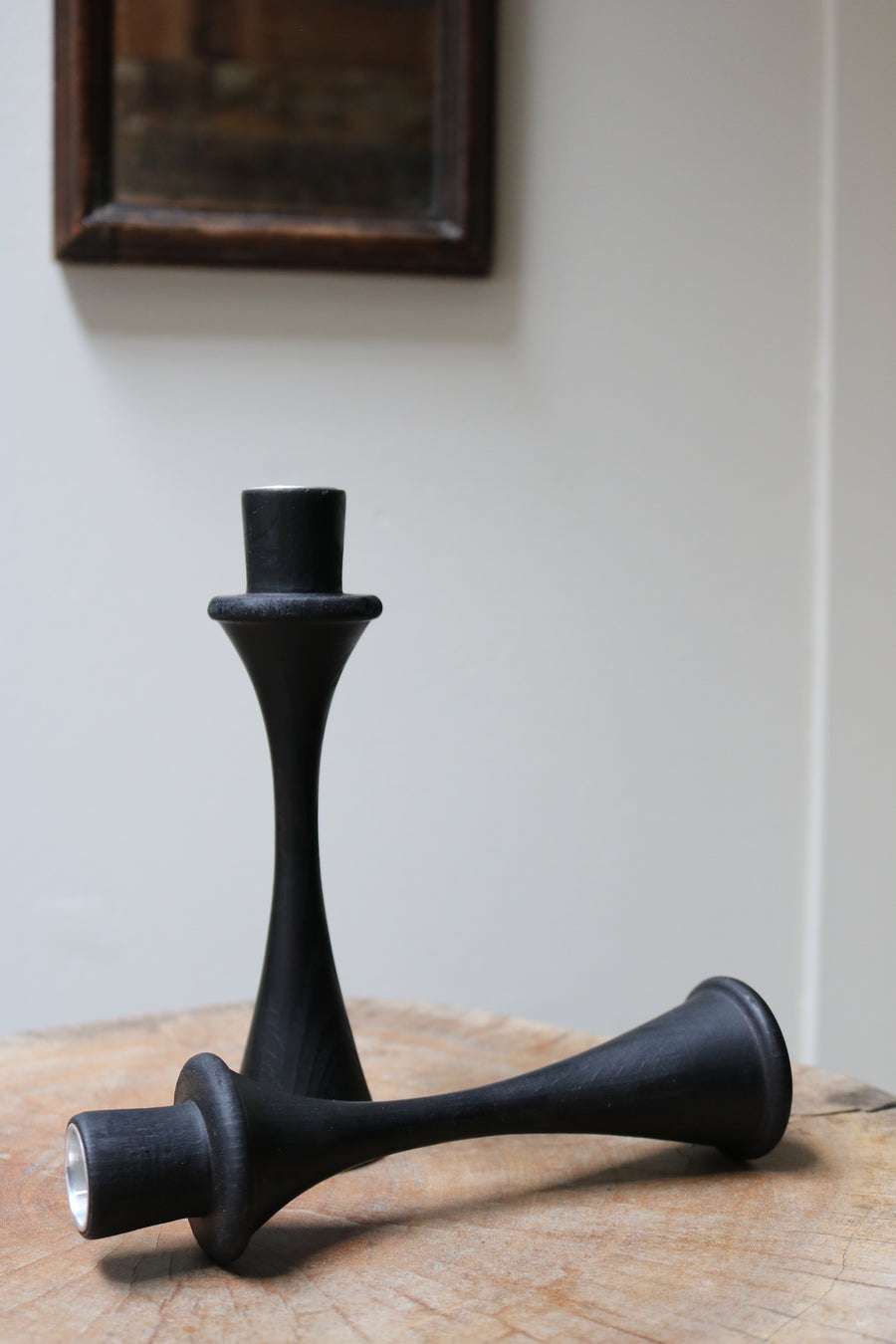 Ebonised Candlesticks - Form + Beyond graphic mirrors & wall art gallery london