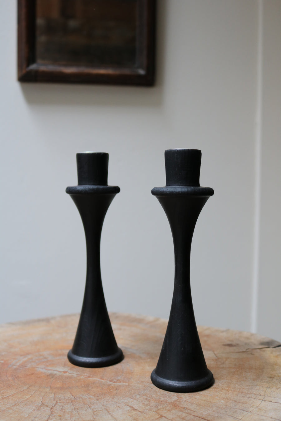 Ebonised Candlesticks - Form + Beyond graphic mirrors & wall art gallery london