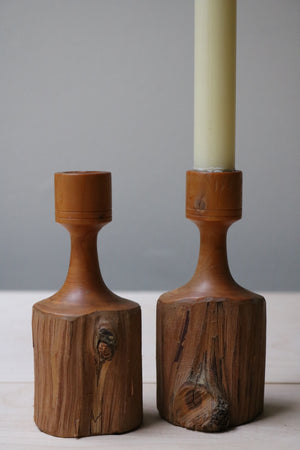 Brutalist wood candle holders - Form + Beyond graphic mirrors & wall art gallery london